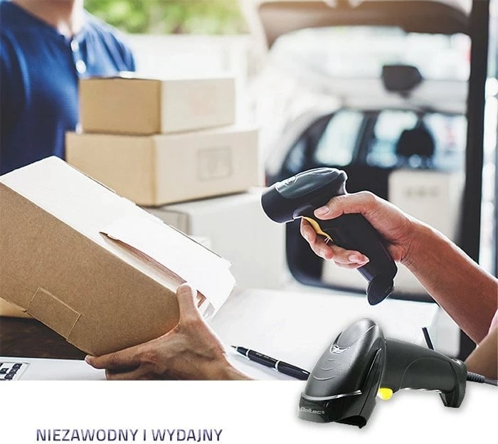 Skaner lazer Qoltec 50876, 1D, USB, Zi