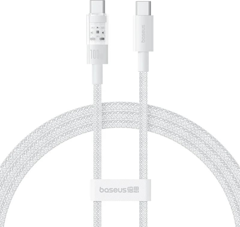 Kabllo Baseus Gem USB C në USB C, 1 m, 100 W, Bardhë