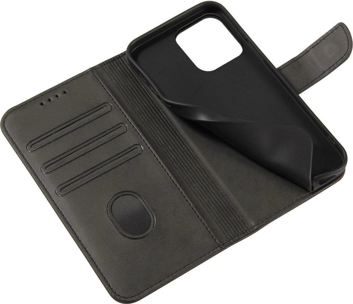 Mbështjellës magnetik për celular Hurtel Magnet Case për Samsung Galaxy S24 Plus, me kapak dhe portofol, i zi