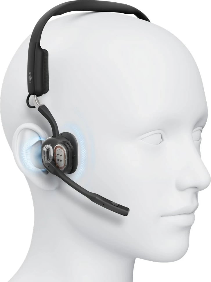 Kufje SHOKZ OpenMeet Wireless Bluetooth, Bone Conduction, për videokonferenca, E zezë
