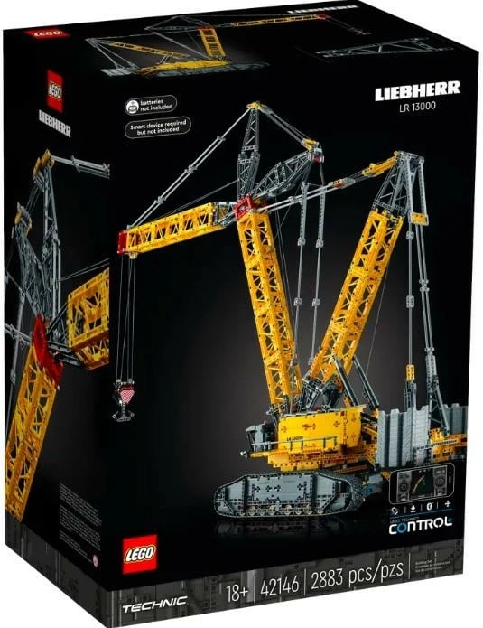 Set ndërtimi LEGO Technic Liebherr LR 13000, 2883 pjesë, 99 cm, i verdhë