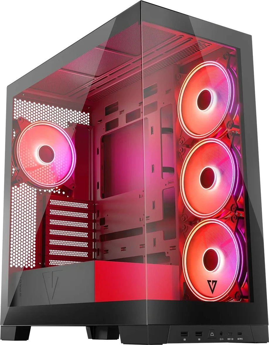 Kasë MODECOM Volcano Space ARGB, Midi Tower, xham i temperuar, e zezë