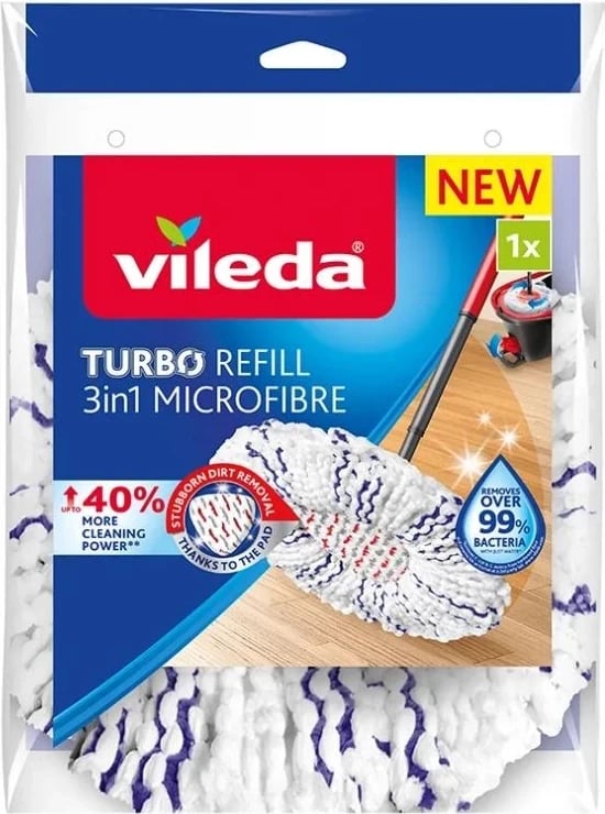 Leckë Vileda Turbo 3in1 Microfiber 1 copë, e bardhë