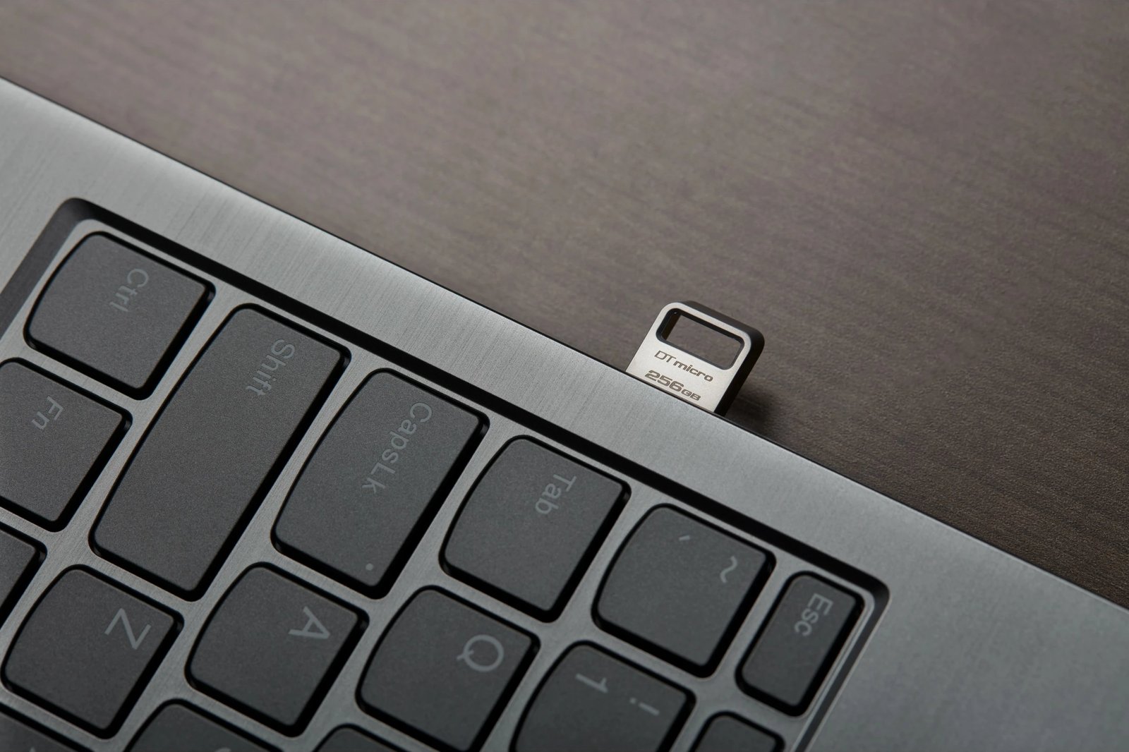 USB Kingston DataTraveler Micro 256GB, USB 3.2, metal, silver