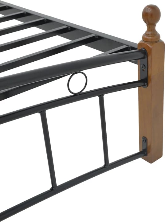 Krevet queen size Clarive, ngjyrë arre, dru-metal i zi, 150x200cm