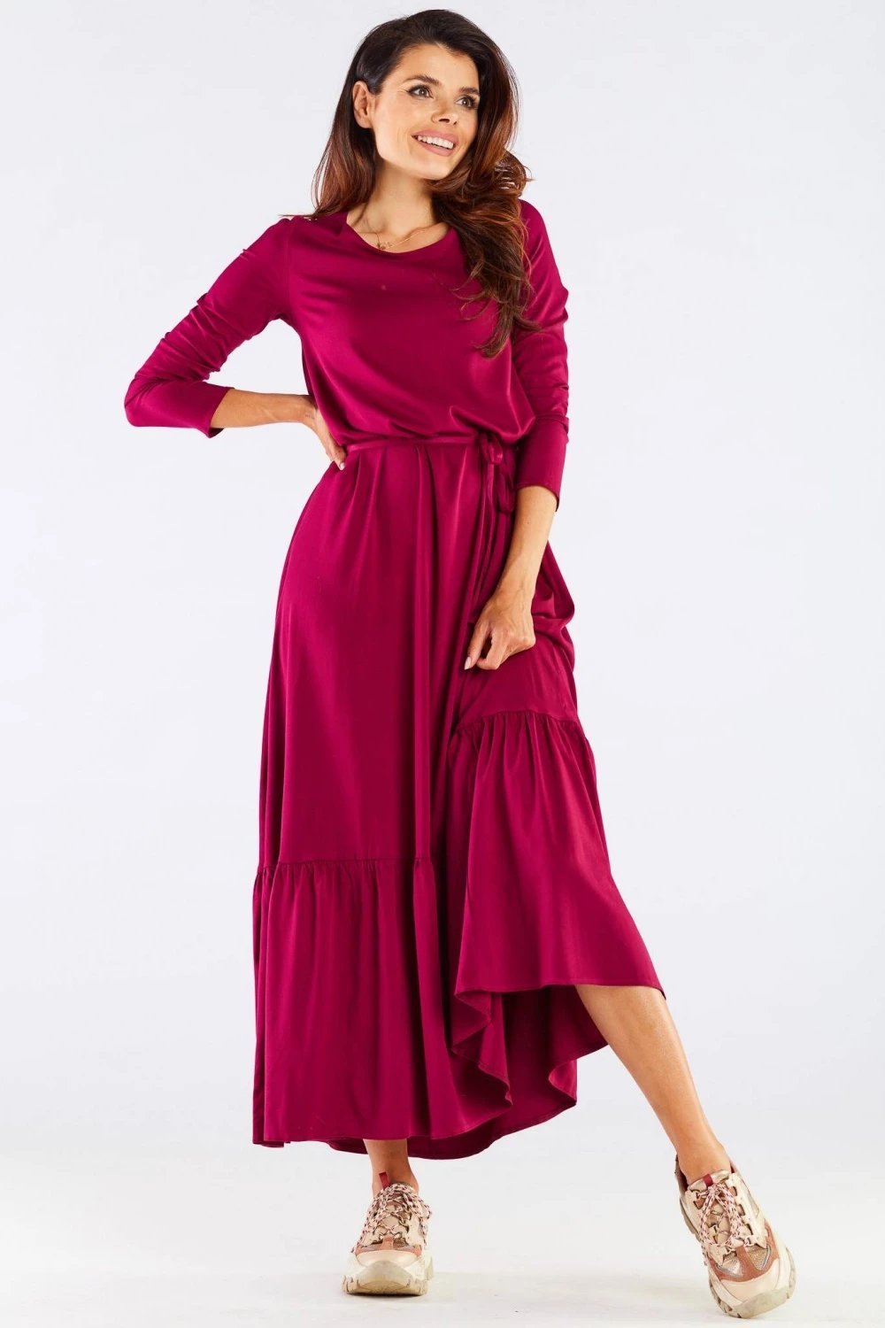 Fustan për femra awama model 158613, i kuq