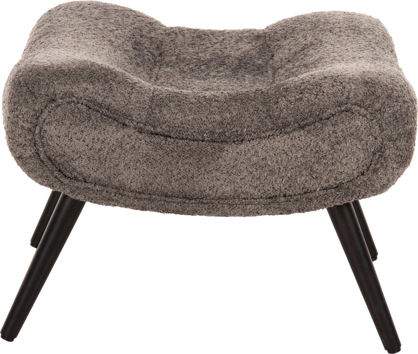 Karrige për këmbë KEMBA, FH9606.01, pëlhurë gri boucle, këmbë druri të zeza, 68x58x40H cm