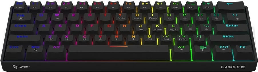 Tastierë mekanike Savio Blackout X2 OUTEMU Brown, 60%, ARGB, Hot Swap, e zezë