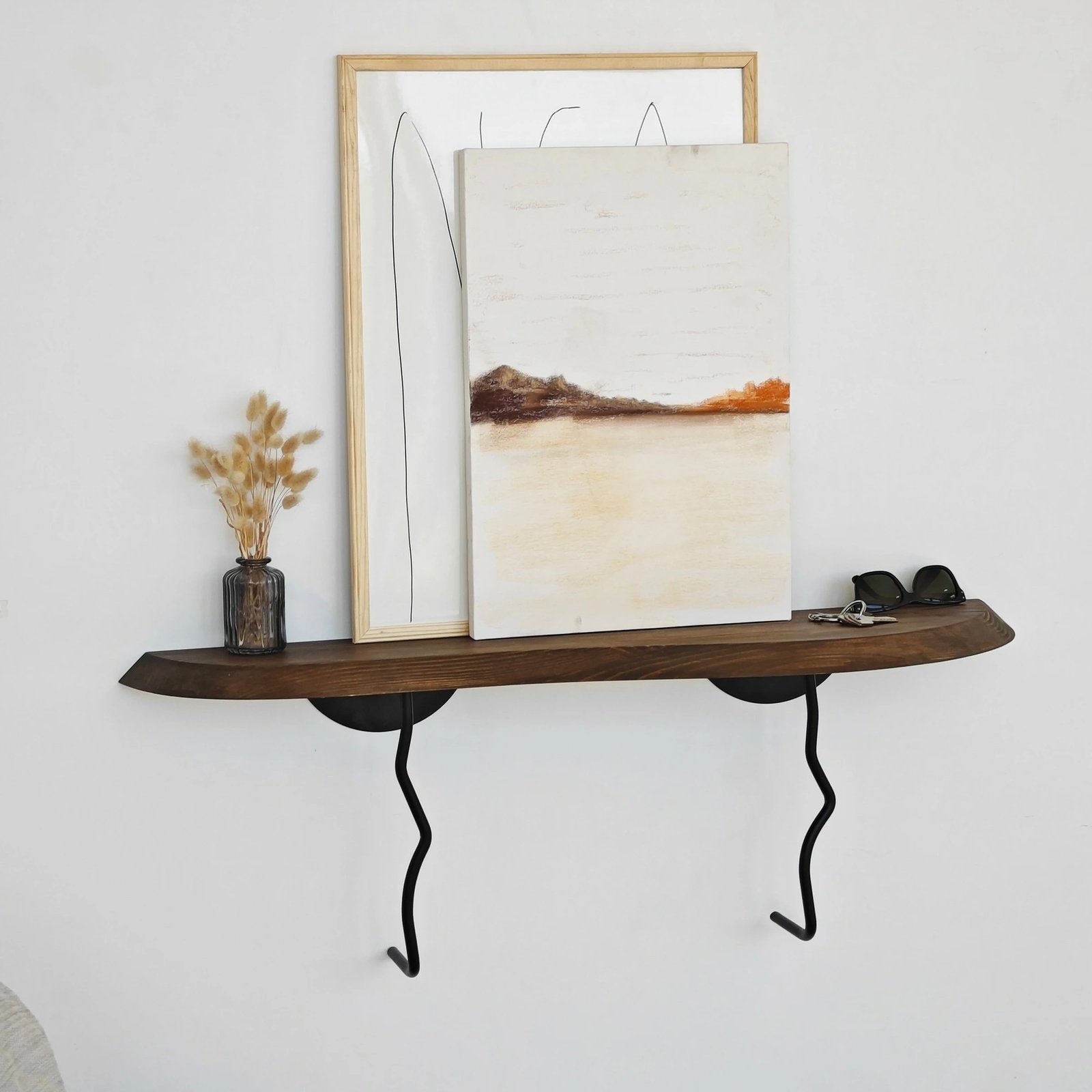 Raft muri Skye Decor, ngjyrë e zezë, arre