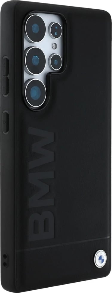 Mbështjellës BMW Leather Big Wordmark për Samsung Galaxy S25 Ultra, i zi