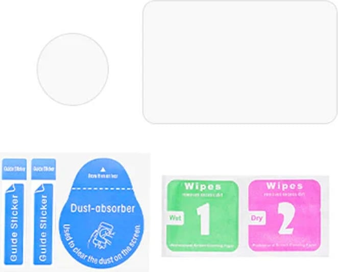 Mbrojtës xhami i temperuar ekran + lente, Telesin IS-FLM-001, për Insta360 GO 3, transmittim 99%, 35.5×56 mm + Ø17 mm, set