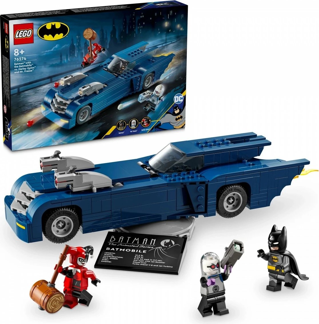 Set lodrash LEGO Super Heroes Batman me Batmobile 76274, 435 pjesë, për fëmijë, Blu