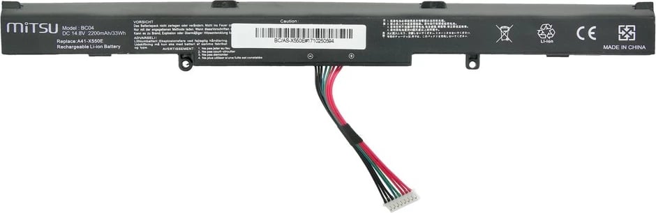 Bateri laptop Mitsu BC/AS-X550E, 2200 mAh, 14.8V, për Asus A550E/K550E, e zezë