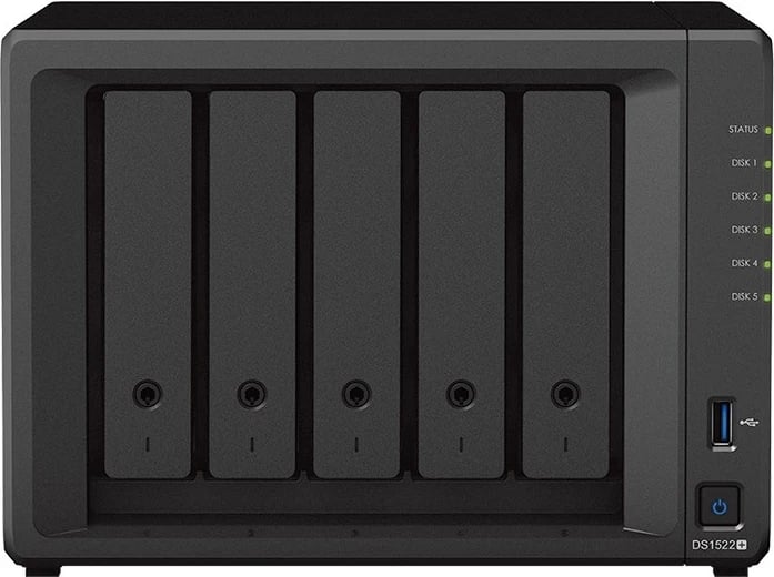 Server për ruajtje Synology DiskStation DS1522+, Ethernet LAN, i zi