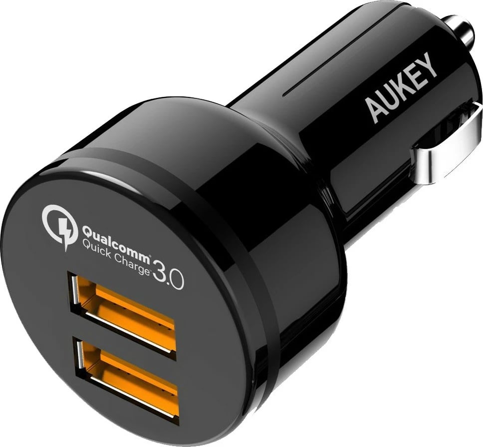 Mbushës veture AUKEY CC-T8, 2xUSB Quick Charge 3.0, 6A, 36W, i zi