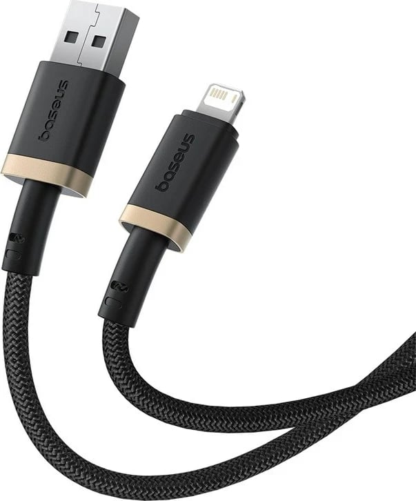Kabllo karikimi Baseus Dura Type A në IP 2.4A, 2 m, E zezë, Ari