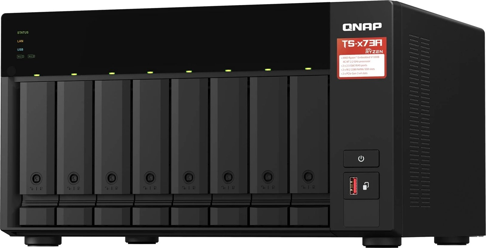 NAS QNAP TS-873A, Ryzen Embedded V1500B, 8 GB DDR4, 30.72 TB SSD, E zezë