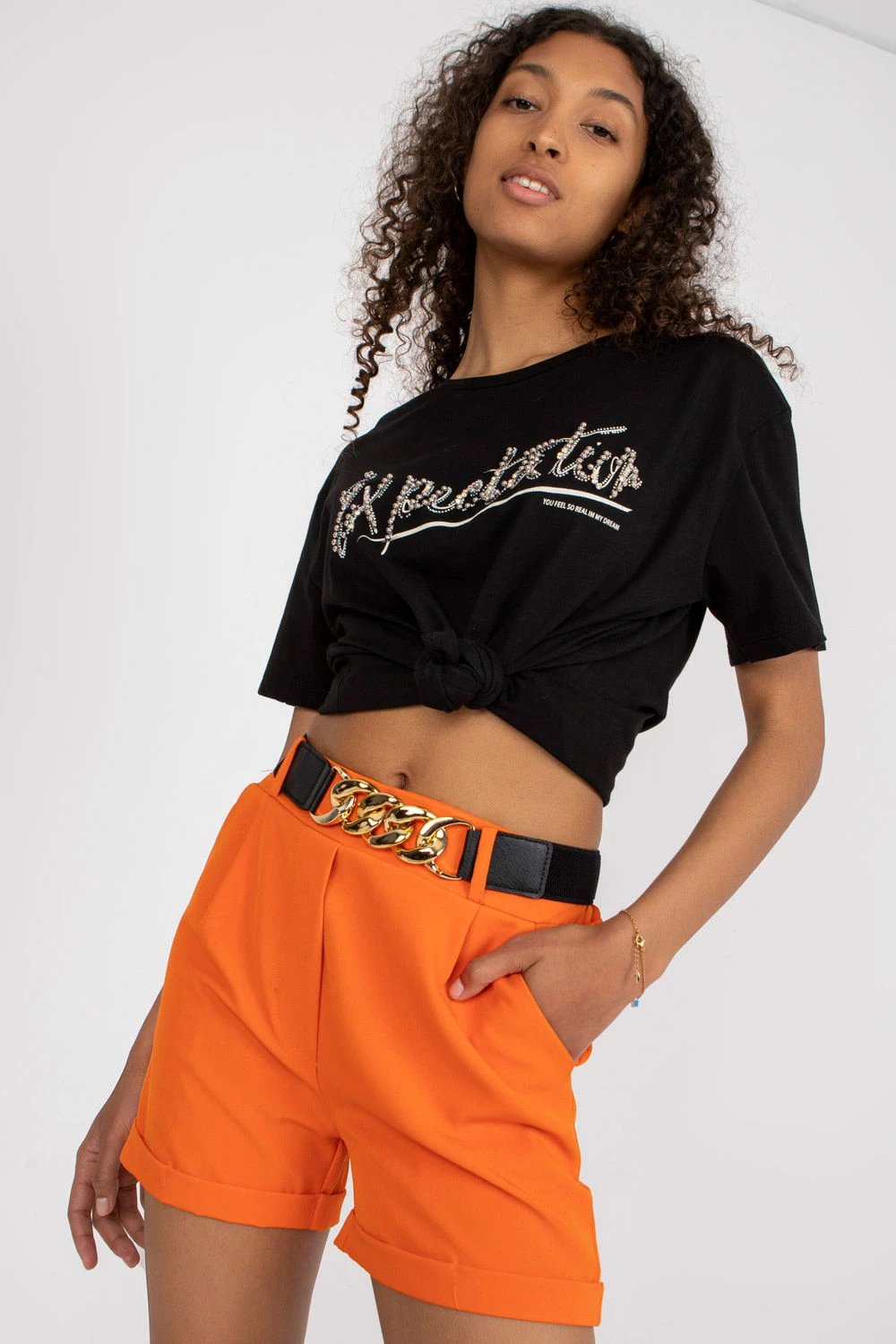 Shorce femra Italy Moda 166153, portokalli