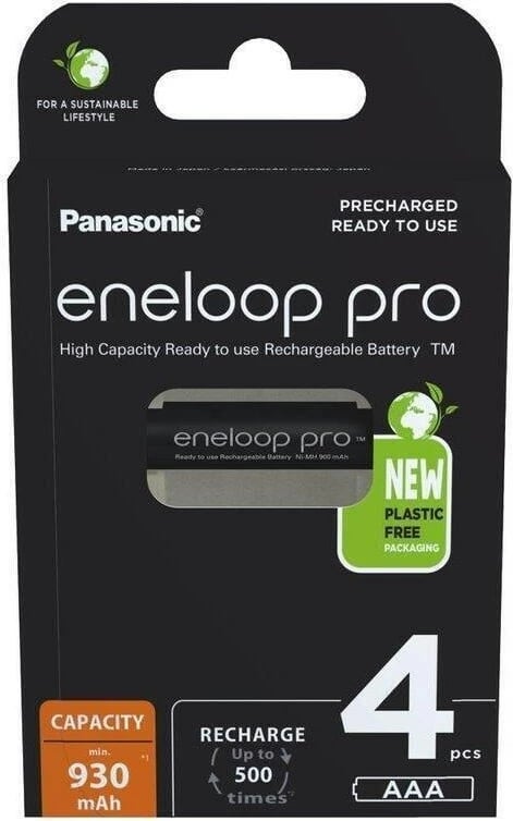 Bateri të rikarikueshme Panasonic Eneloop Pro AAA 930 mAh, 4 copë, Zezë