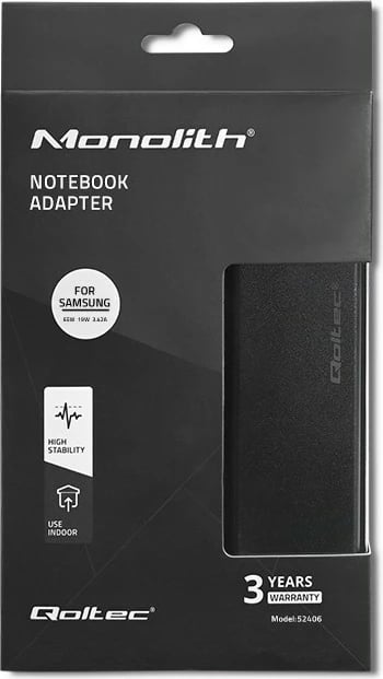 Kasë furnizimi Qoltec 52406 për Samsung, 65W, 19V, 3.42A, e zezë