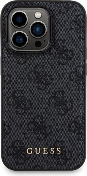 Mbështjellës Guess 4G Metal Logo me powerbank MagSafe 5000mAh për iPhone 14 Pro Max, Zi, Set