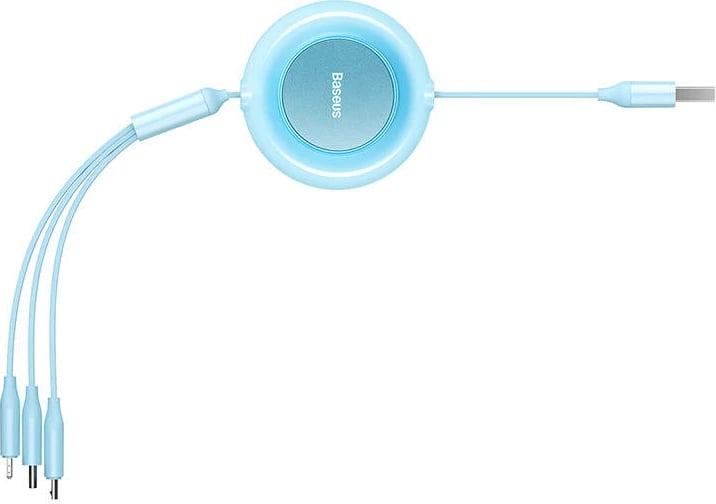 Kabllo 3-në-1 Baseus Bright Mirror 2, 1.1m, USB në Micro USB/USB-C/Lightning, Blu