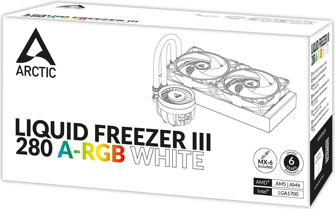 Ftohës uji ARCTIC Liquid Freezer III 280 A-RGB, 14 cm, 69.9 cfm, i bardhë