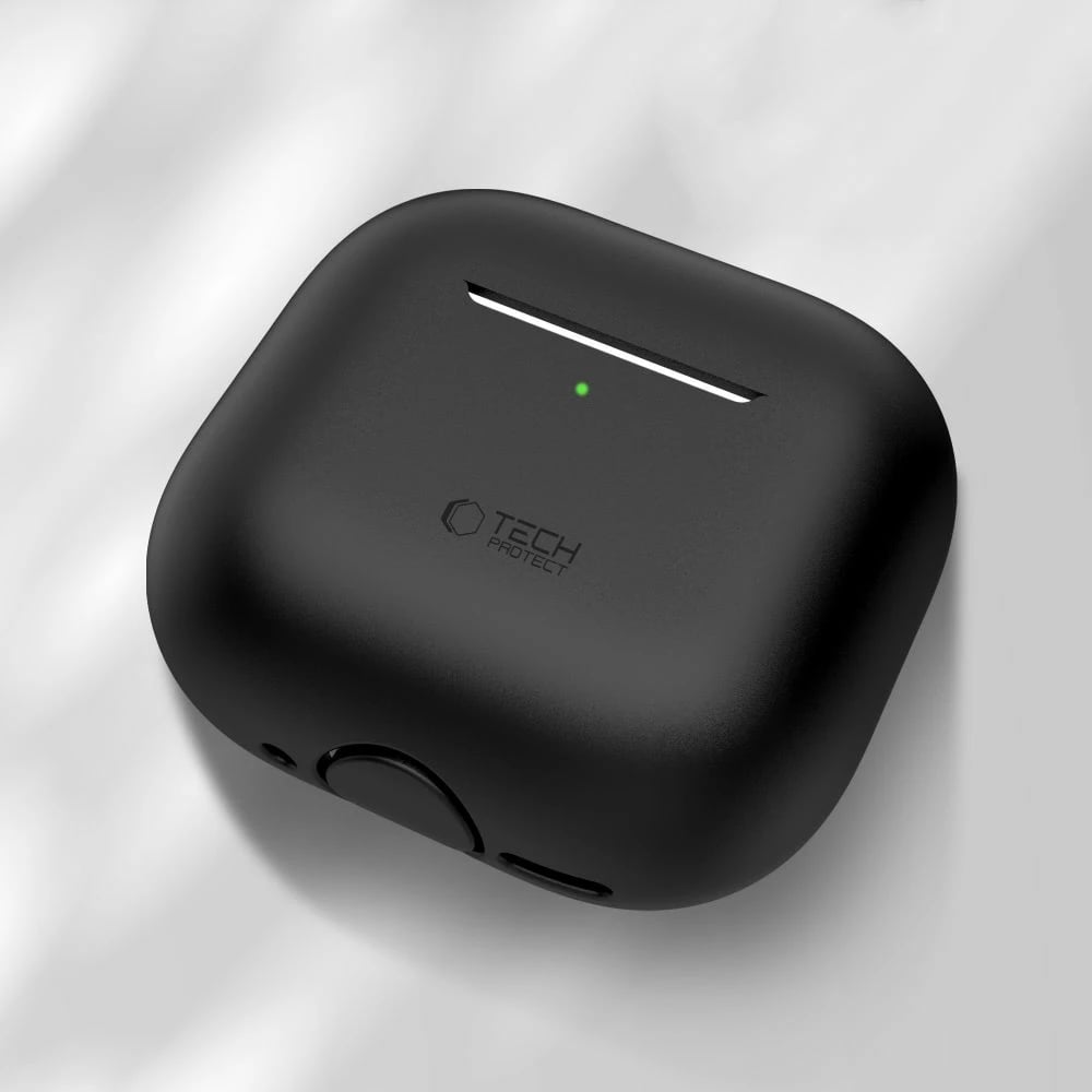 Mbështjellës Tech-Protect për AirPods 4, silikon, i zi