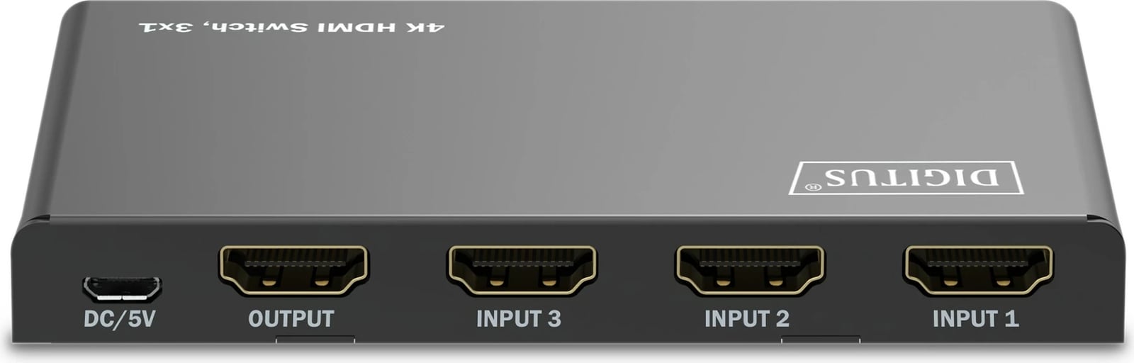 Switch HDMI Digitus 4K, 3x1, HDMI, Micro-USB, Metal, Ngjyrë e zezë