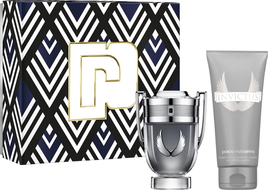 Set Eau de Parfum për meshkuj Paco Rabanne Invictus Platinum, 50ml + xhel dushi 100ml