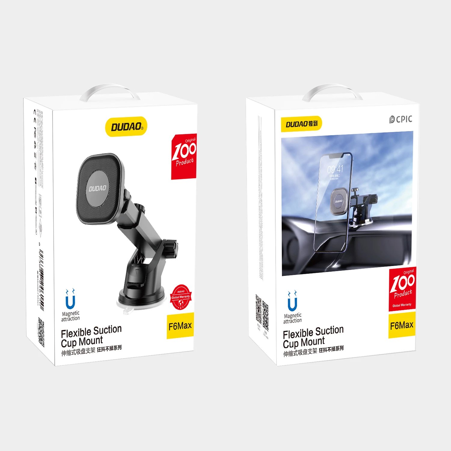 Mbajtës magnetik për celular Dudao F6Max me krah teleskopik, i zi