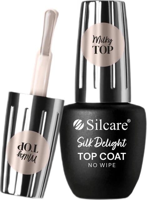 Top Coat për thonj Silcare Silk Delight No Wipe për femra, 9ml