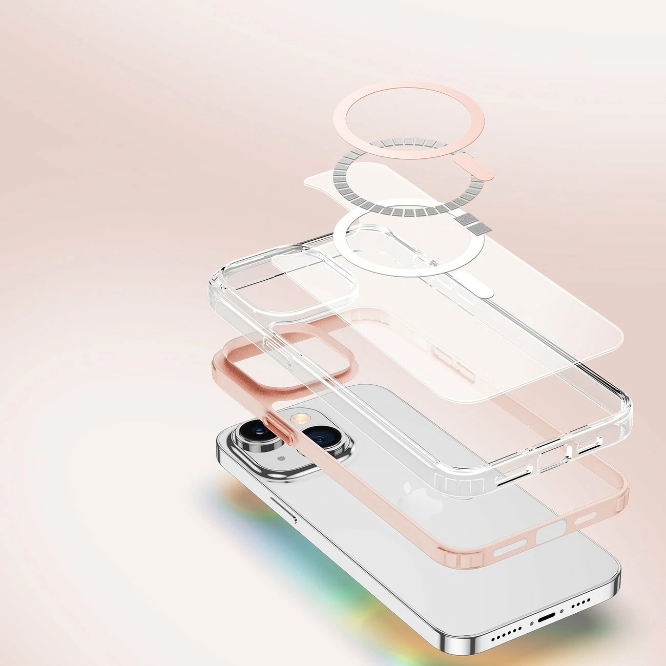 Mbështjellës Dux Ducis Clin2 për iPhone 14 Plus, MagSafe, Rozë, Transparent