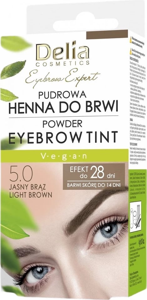 Pudër henna për vetulla Delia Eyebrow Expert Powder Henna për femra 5.0 kafe e çelët 4g