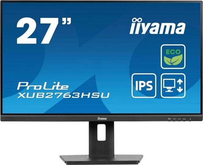 Monitor iiyama ProLite XUB2763HSU-B1, 27 inç, Full HD, IPS, me kabllo HDMI, USB dhe për energji, ngjyrë e zezë