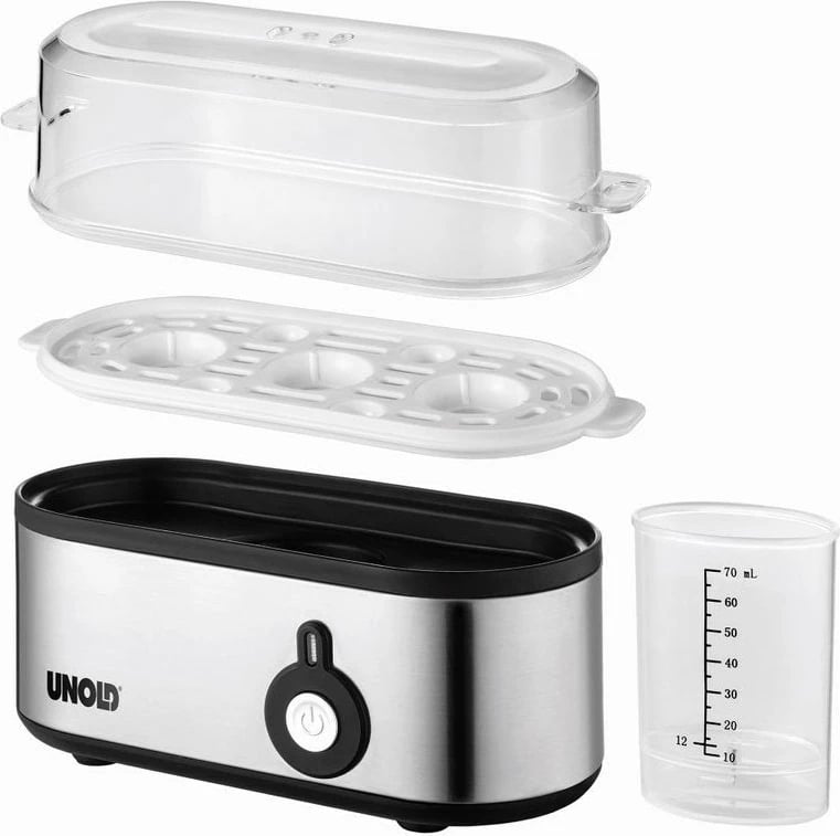 Zierës vezësh UNOLD 38610, 3 vezë, çelik inox/plastik, alarm, i zi
