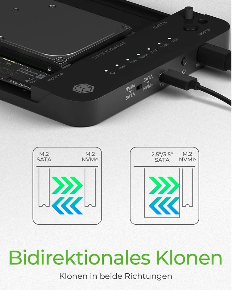 Docking station ICY BOX IB-2915MSCL-C31, klonim HDD/SSD, USB 3.2 Gen 2, i zi