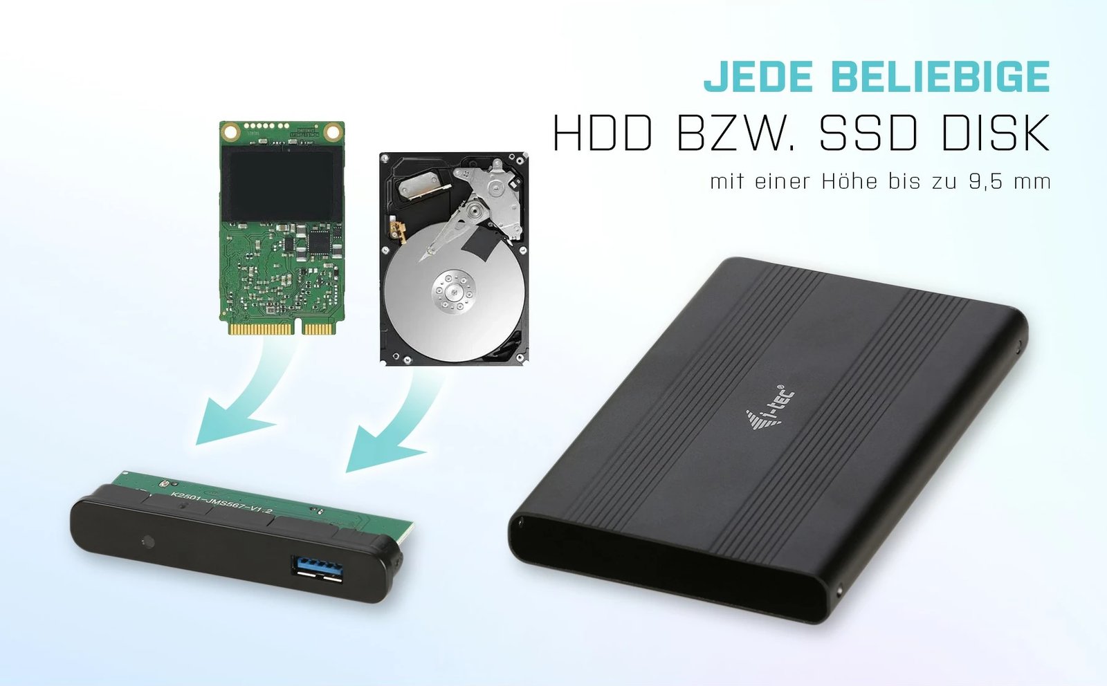 Kasë e jashtme I-Tec USB për hard disk 2.5 inç, e zezë