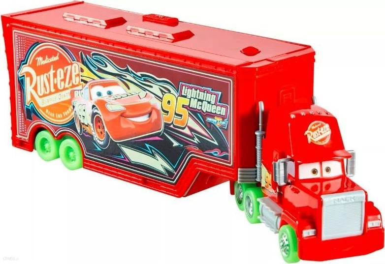Kamion lodër Mattel Cars Glow Racers Maniek HPX76, plastikë, i kuq, ndriçon në errësirë, set me Guido