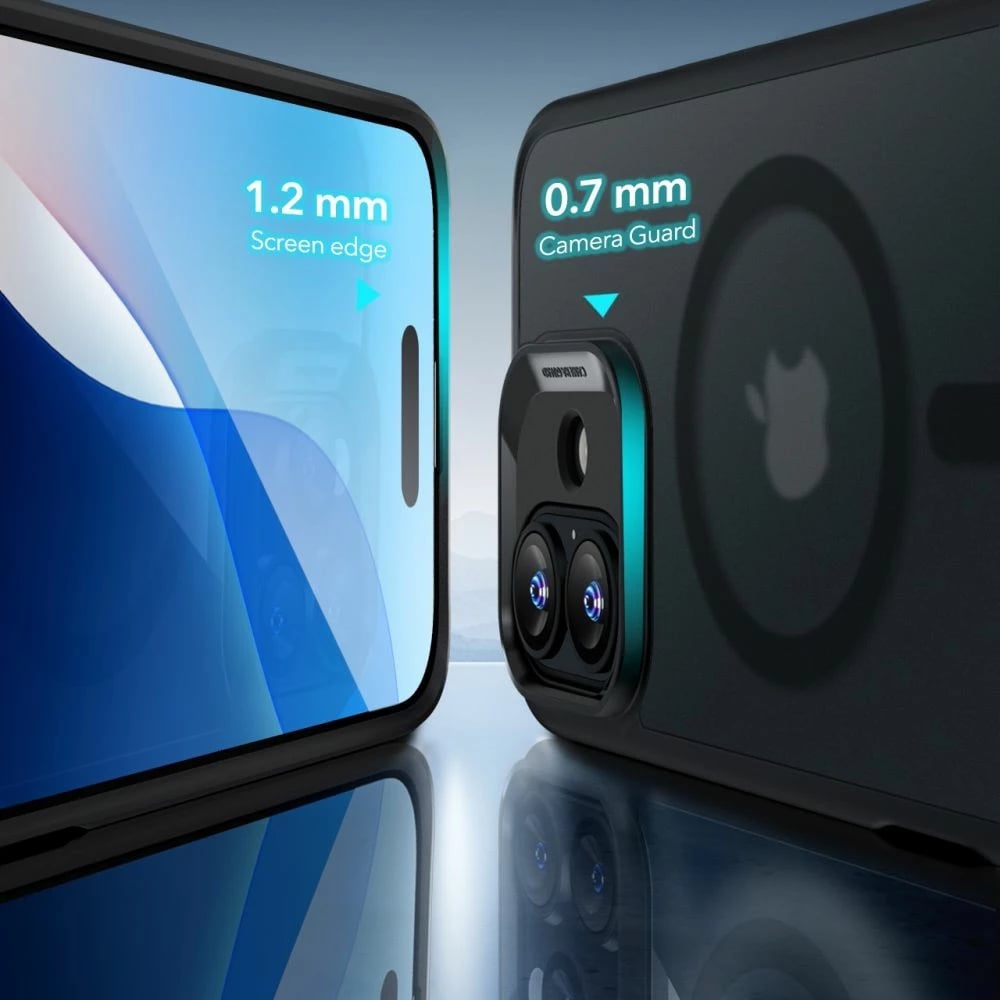 Mbështjellës ESR Classic Hybrid HaloLock me MagSafe dhe xham i temperuar për iPhone 15 Pro Max, Gjysmë-transparent, Set