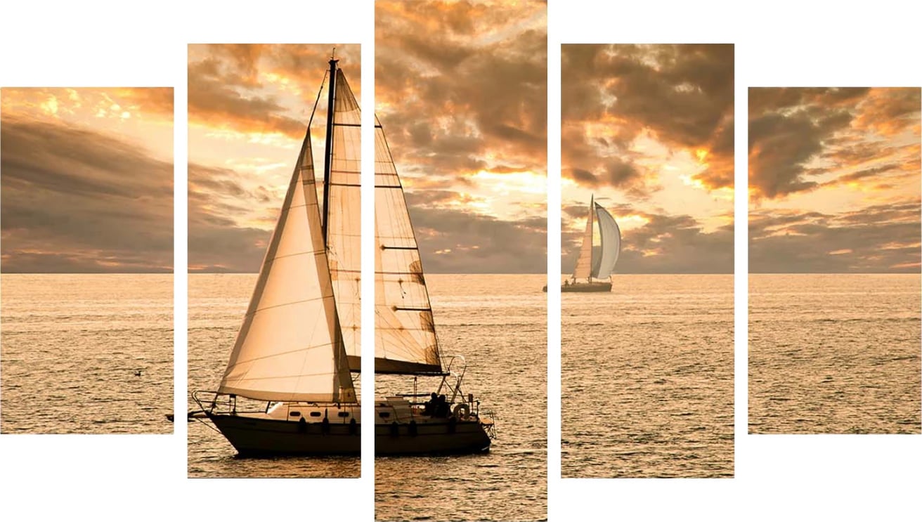 Pllaka dekorative pesë pjesë MDF me dizajn të lundrimit në perëndim FH7206.01 100x0,3x60 cm Pllaka dekorative pesë pjesë MDF me dizajn të lundrimit në perëndim FH7206.01 100x0,3x60 cm