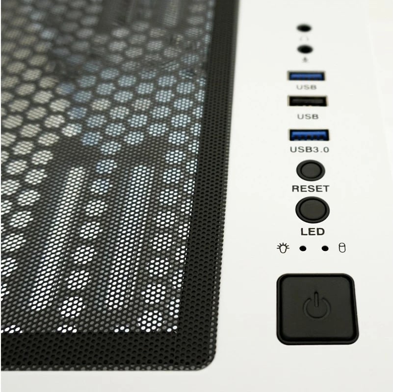 Kasë LC-Power Gaming 803W RGB, Midi Tower, xham i temperuar, e zezë/e bardhë