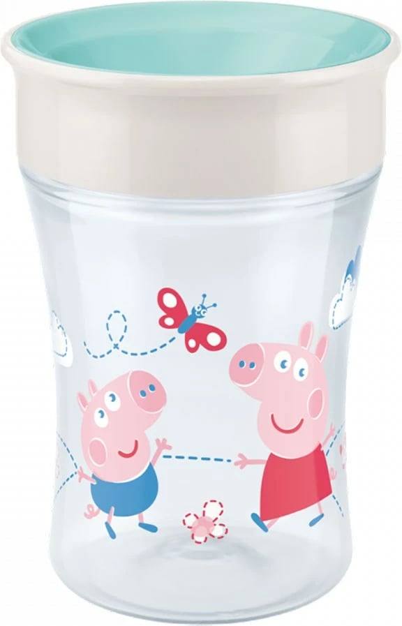 gotë trajnimi bebe NUK Magic 360° Peppa Pig 230 ml 8+ muaj BPA-free me kapak, beige