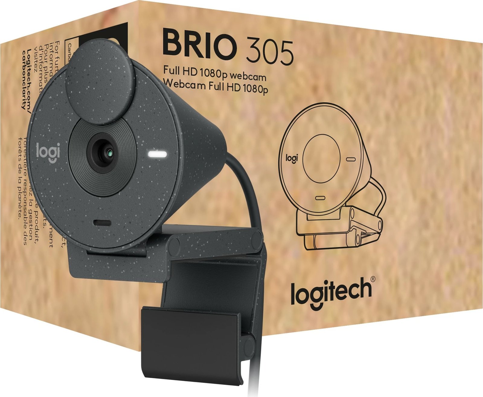Kamerë Logitech Brio 305, 2 MP, 1920 x 1080 pixels, Full HD, 30 fps, Grafit