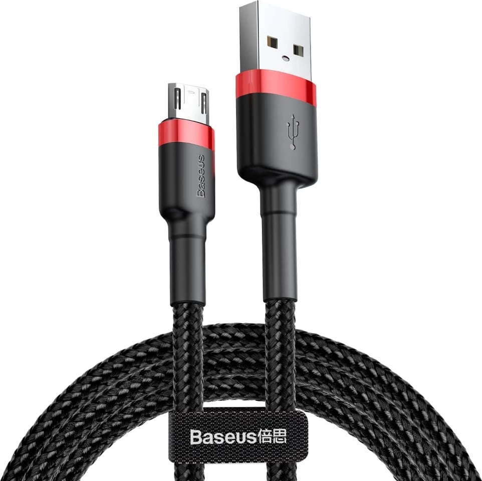 Kabllo Baseus Cafule CAMKLF-B91, USB-A në micro USB, 1m, e zezë/kuqe