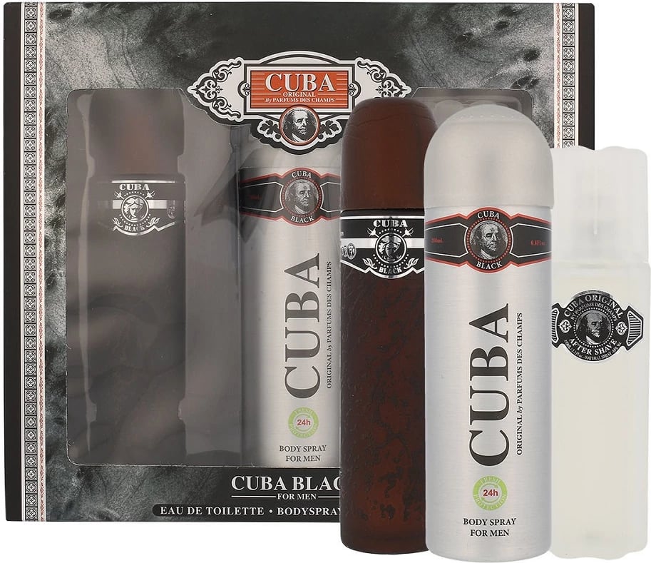 Set kozmetike për meshkuj Cuba Original Black eau de toilette 100ml + deodorant spray 200ml + aftershave 100ml