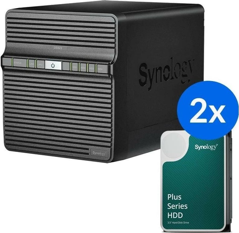 NAS Synology DS423+ 2x HAT3300-6T, 12TB, e zezë