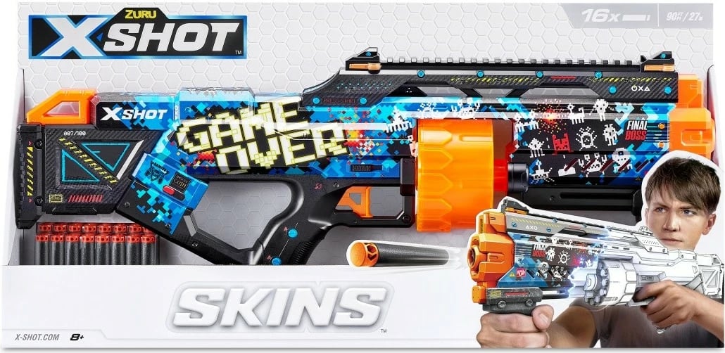 Lodër blaster ZURU X-Shot SKINS-LAST STAND, 16 shigjeta, Multicolour