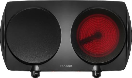 Shporet elektrik me dy pllaka, Concept VE3060, 2500 W, pllaka qeramike 19.2 cm, rregullim temperature, i zi