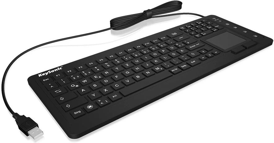 Tastierë KEYSONIC KSK-6231INEL me touchpad, USB, IP68, US layout, e zezë